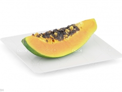 盘子里切开的一块木瓜C4D模型 Papaya