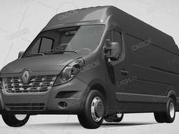 雷诺大师封闭车厢货车运输车商务车面包车2017款C4D汽车模型下载