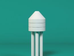 低面卡通水塔图标模型Water Tower