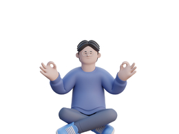 打坐的卡通男性