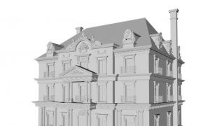 三层欧式高精度大楼C4D模型 Building 3D model