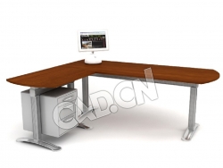 单人办公电脑桌办公家具C4D模型