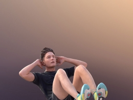 三维扫描写实人物仰卧起坐的国外男人