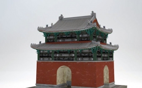 古建模型：碑亭C4D模型 Pavilion 3D model
