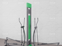 C4D平步机户外健身器材走步机踏步器老年人锻炼室外健身器材