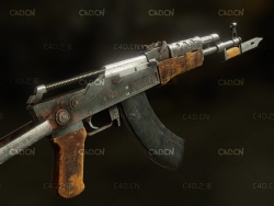 生锈的武器AK自动步枪带刺刀C4D模型 Automatic rifle