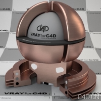 vray for c4d材质：Copper brushed aniso 001