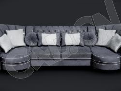 现代写实布艺沙发4人坐模型