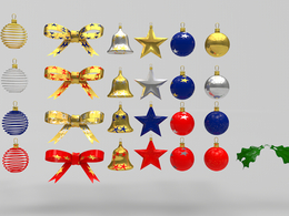 C4D圣诞饰品模型包 Christmas Ornaments Models Pack