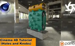 C4D创建设备的孔洞和旋钮教程 HOLES AND KNOBS (Cinema 4D Tutorial)