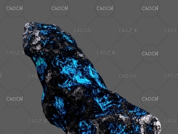 蓝色发光的小行星C4D模型 asteroid