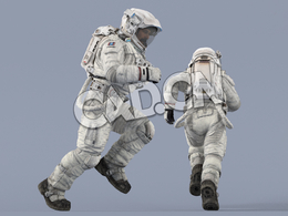 奔跑的白色太空服中年男性宇宙航天员Run