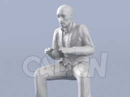 低面多边形卡通人物坐着办公的男人模型