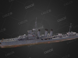 法国海军3级驱逐舰轻骑兵级驱逐舰新欧罗巴联邦驱逐舰C4D模型下载Fusilier 3d model