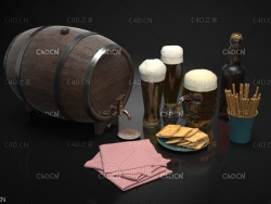 啤酒桶扎啤C4D模型 Beer