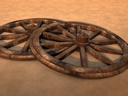 木车轮C4D模型 Bullock Cart Wheel