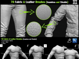 70组衣服布料无缝深度贴图素材 Artstation – 70 Fabric & Leather Alphas (Seamless and Tileable)