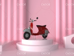 电商产品展示台 电车摆件C4D OC场景模型