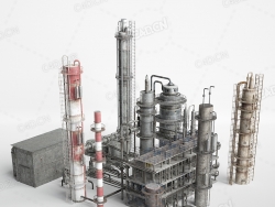 工业金属塔架设备电力输送设施C4D模型下载