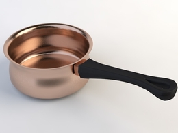 厨具模型：铜锅 砂锅C4D模型 casserole