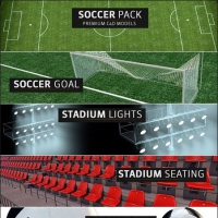 体育模型：足球场相关C4D模型 The Pixel Lab – 3D Soccer Pack
