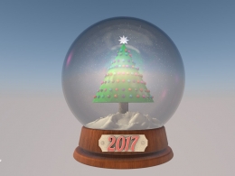 圣诞节雪松水晶盒C4D模型 Snow globe 3d model