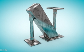 金属字母"N"C4D工程文件 Dirty Metal