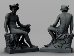 国外人像雕塑 坐着的人雕塑C4D模型 Mercury Sculpture