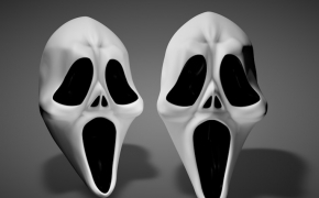 尖叫鬼面具 万圣节面具 恐怖面具C4D模型 PANIC MASK 3d model