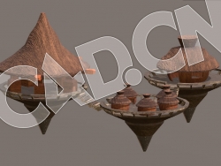 C4D科幻悬浮建筑模型