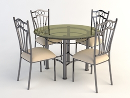 欧式铁艺桌椅 玻璃桌椅C4D模型 Tables and chairs -032 3d model