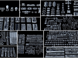 超强科幻硬面风格零部件机甲套件全能道具3D模型资产合集FBX OBJ MAX格式支持未来载具机甲宇宙飞船结构细节组合建模设计制作包Sci-Fi KitBash And Props Pac...