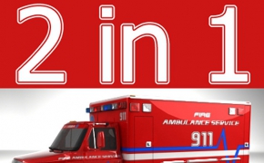 救护车3D模型 Turbosquid 3D Model: Emergency Ambulance Truck 2in1