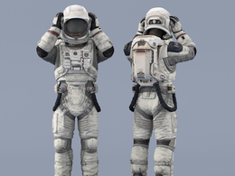 戴头盔的白色太空服年轻女性宇宙航天员idle Helmet Scifi PutOn