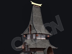 C4D香格里拉中式建筑模型 Kitbash3d-Shangri-La_BldgSM_J_grp