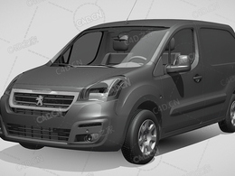 标致合作伙伴封闭车厢面包车货车2017款C4D汽车模型下载