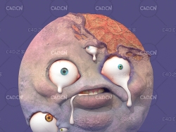 满脸眼睛的大饼脸怪物C4D模型