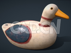 C4D陶瓷鸭子玩偶模型