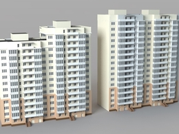 高层住宅楼 居民楼C4D模型 Residential building