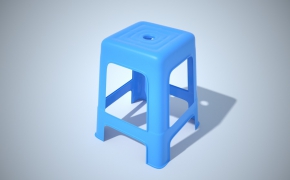 蓝色塑料凳子C4D模型 Plastic stool