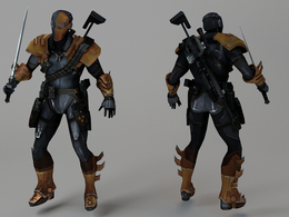 DC雇佣兵丧钟C4D游戏角色绑定模型 Deathstroke
