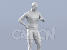 低面多边形卡通人物抬胳膊看手表的男人模型