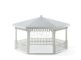 六角凉亭c4d模型下载