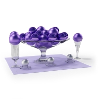 圣诞节装饰品：紫色圆球玻璃器皿C4D模型 Christmas decorations 3D model