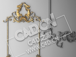 C4D镜框花线画框欧式装饰雕花框模型_100 Stucco