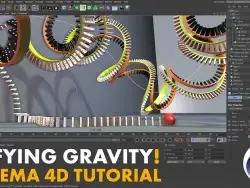 C4D用Fields Forces场力制作反重力多米诺骨牌动画效果教程