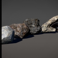 5块石头3D模型（含材质贴图 | C4D/fbx/obj）Stone