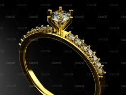 钻石戒指C4D模型 the crowned ring