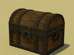 C4D低面木箱 宝箱模型 Tresure box
