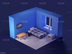 C4D卡通室内模型